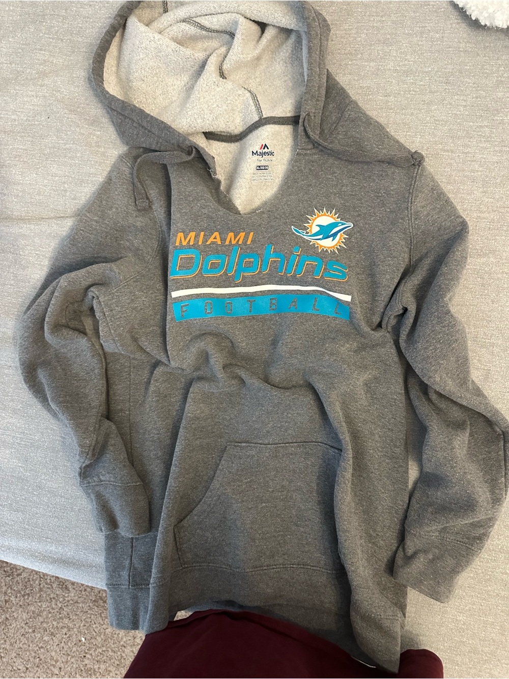 Oversized Miami Dolphins Gray Hooded Sweatshirt with Teal & Orange Logo